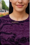 Rochie marime mare Wendy din jerse mov cu imprimeu din catifea